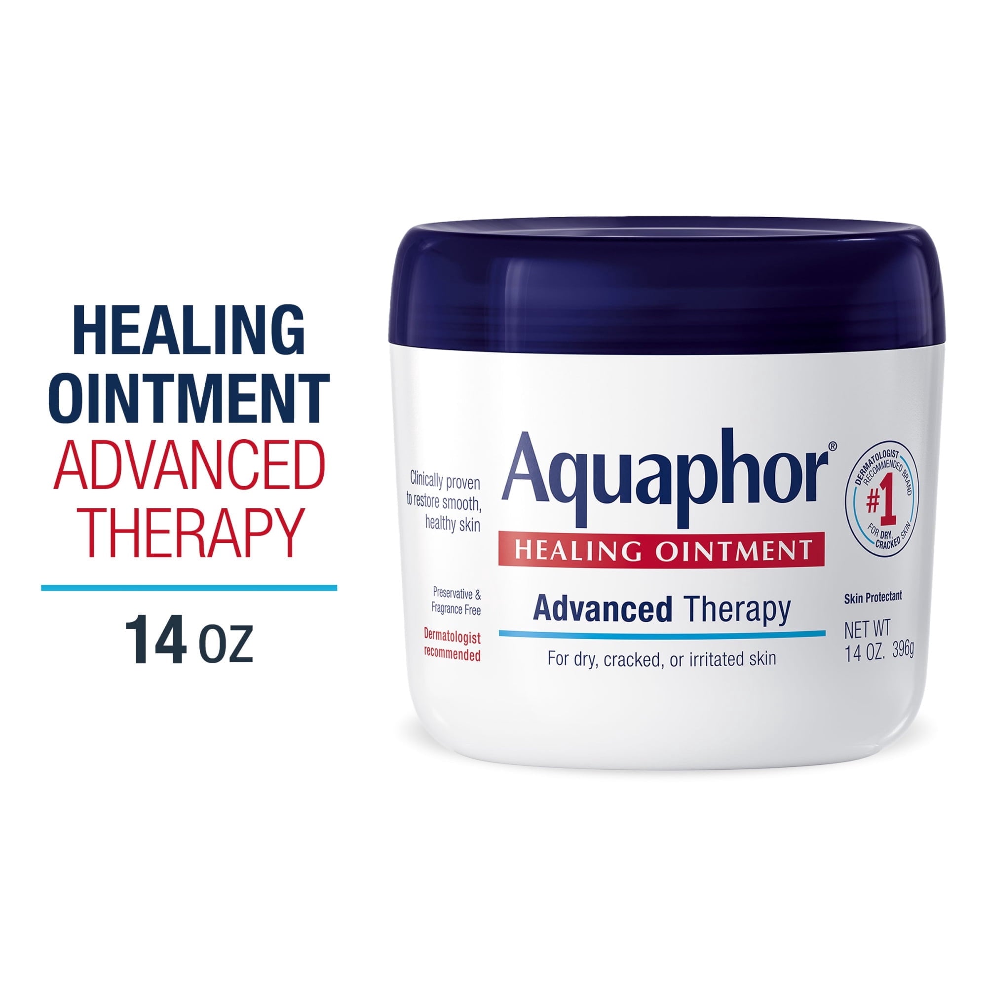 (2 pack) Aquaphor Healing Ointment Skin Protectant for Dry, Cracked, Irritated Skin, Fragrance Free, 14 oz