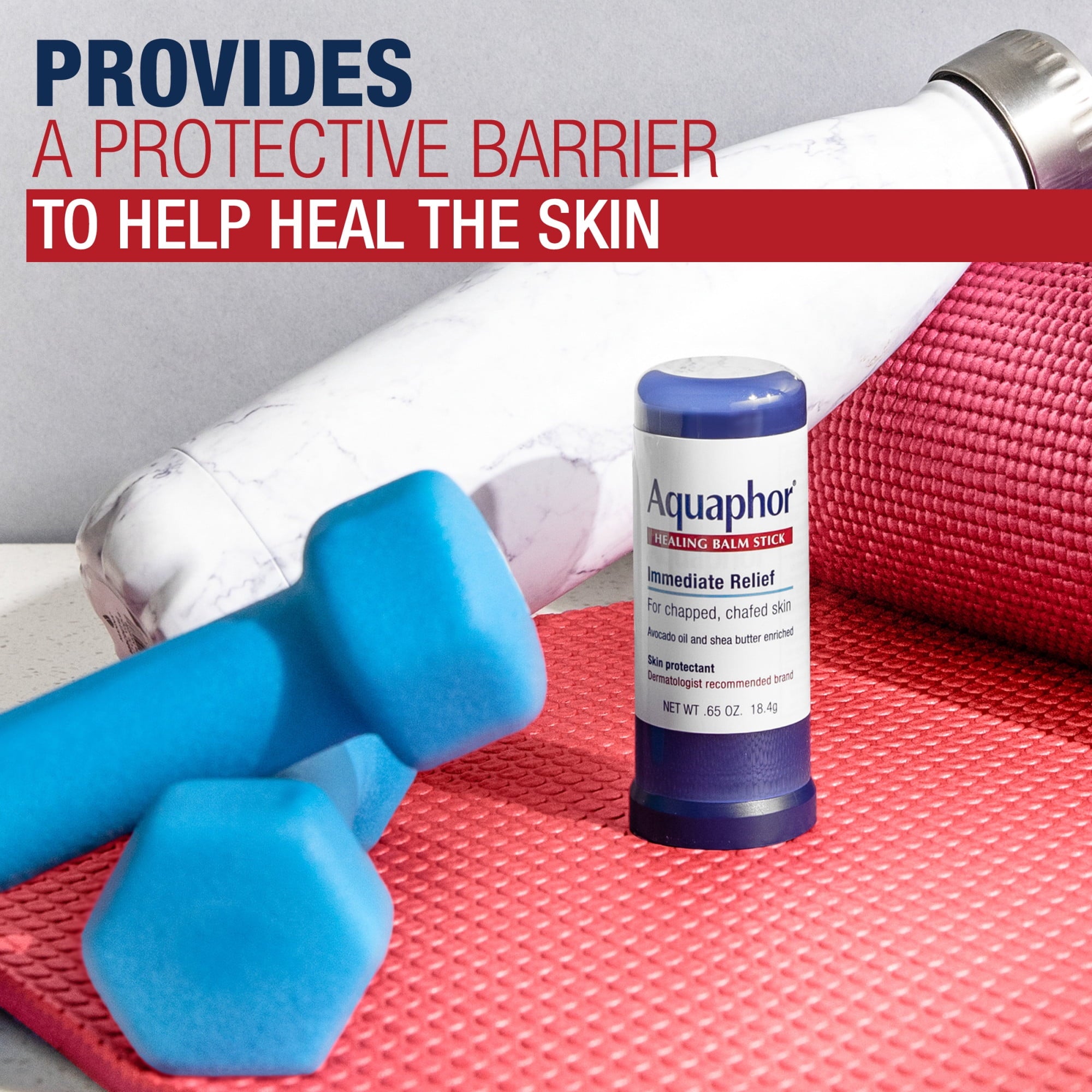 Aquaphor Healing Balm Stick for Chapped, Chafed Skin with Avocado Oil and Shea Butter, 0.65 oz