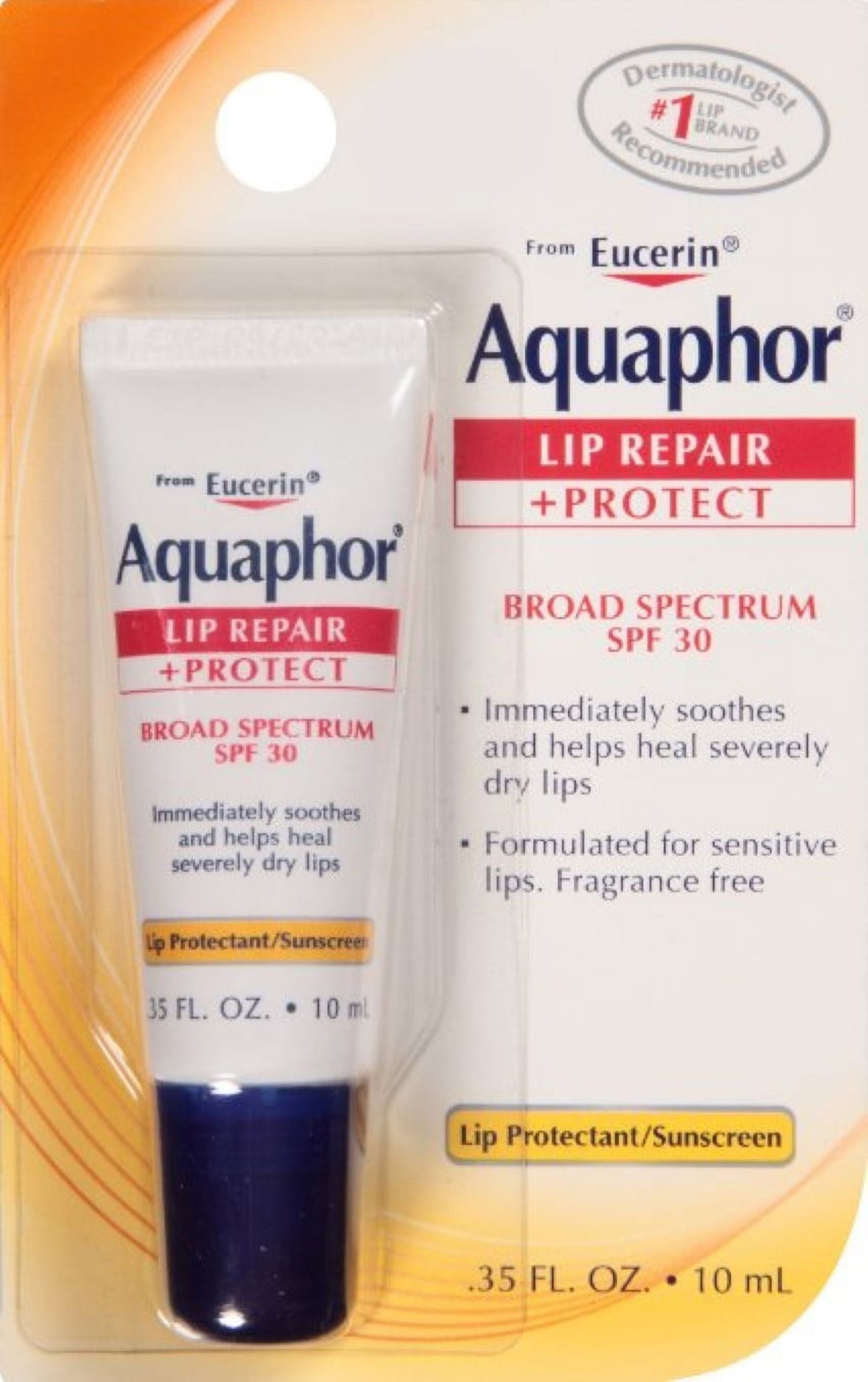 Aquaphor Lip Repair + Protect, Broad Spectrum SPF 30 0.35 oz (Pack of 2)