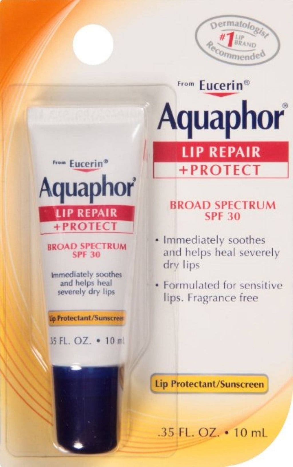 Aquaphor Lip Repair + Protect, Broad Spectrum SPF 30 0.35 oz (Pack of 3)