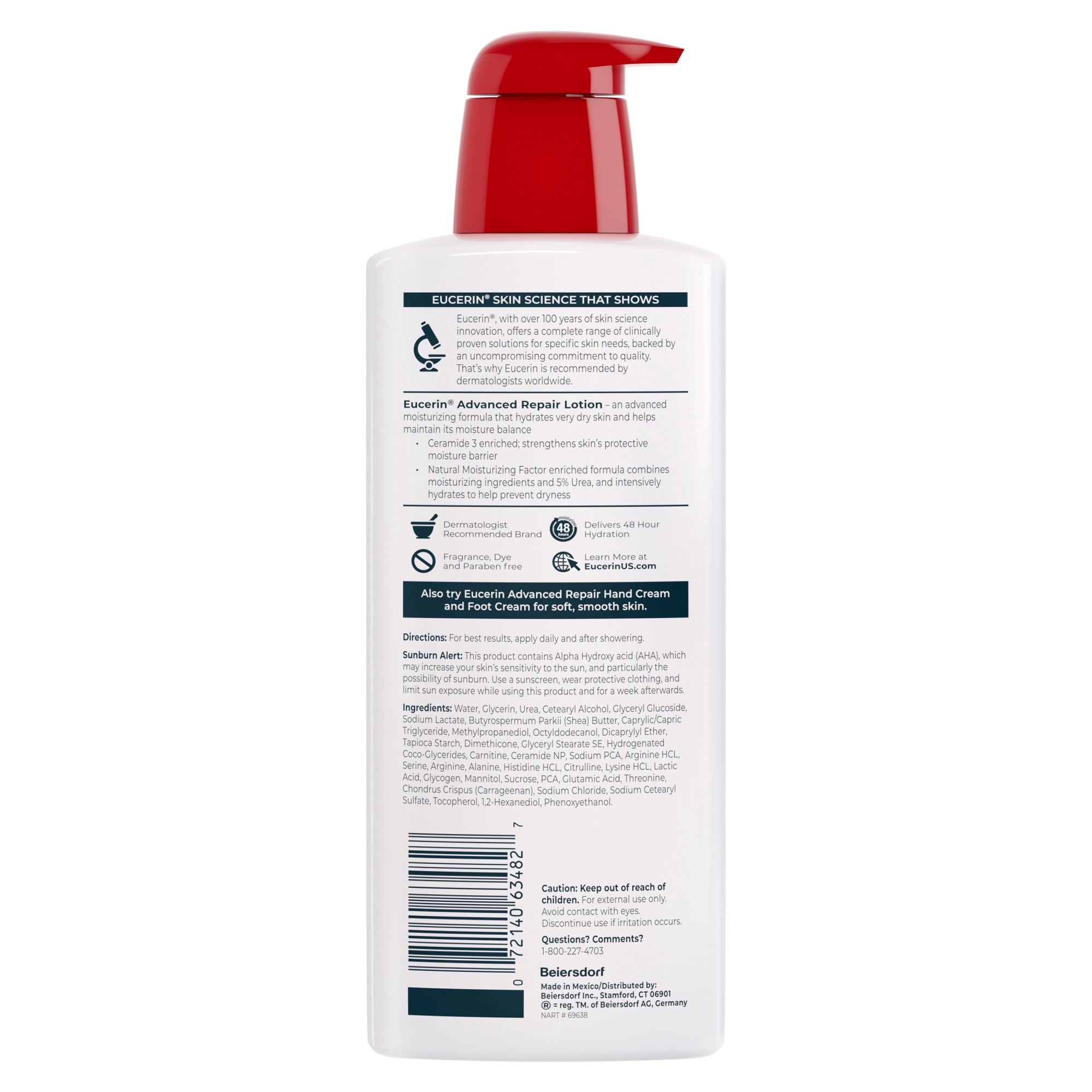 Eucerin Advanced Repair Lotion for Very Dry Skin, 16.9 fl oz Bottle