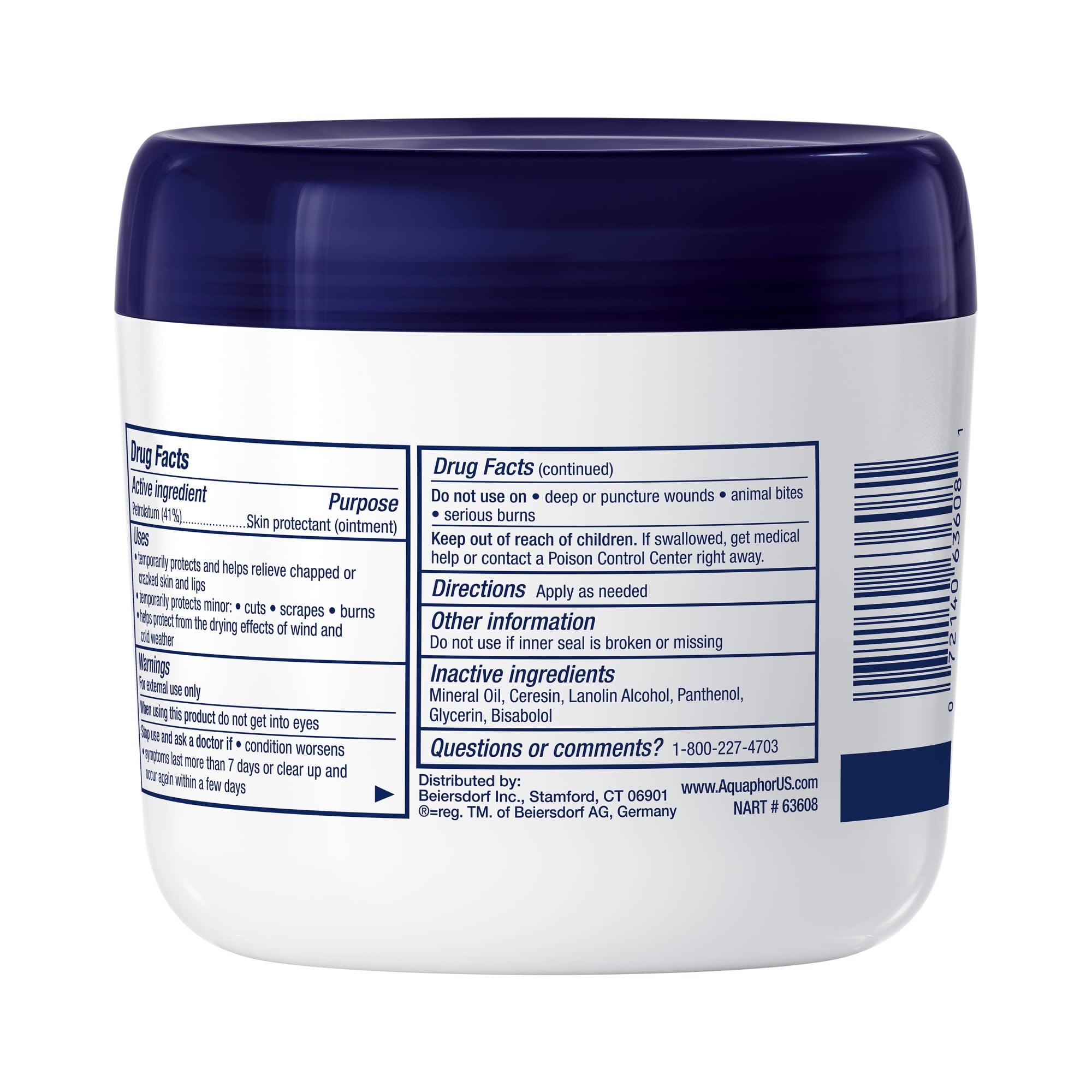 (3 pack) Aquaphor Healing Ointment Skin Protectant for Dry, Cracked, Irritated Skin, Fragrance Free, 14 oz