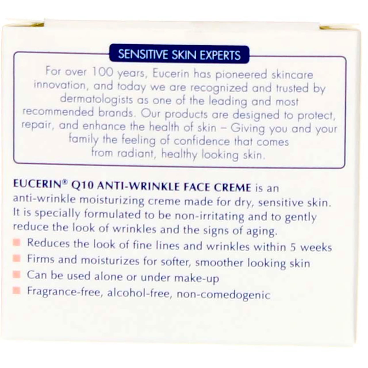 Eucerin Sensitive Skin Experts Q10 Anti-Wrinkle Face Creme 1.70 oz (Pack of 2)