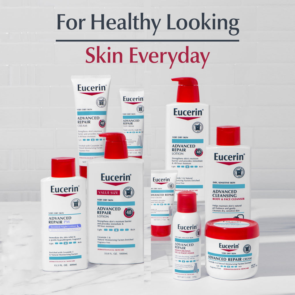 Eucerin Advanced Repair Cleansing Body and Face Cleanser for Normal to Dry, Sensitive Skin, 16.9 fl oz Bottle